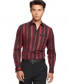 Look sharp in this INC International Concepts shirt with a sleek fit and a modern vertical stripe design.