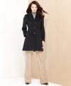 A cold-weather staple, this wool-blend Jones New York petite coat is stylish without skimping on warmth!