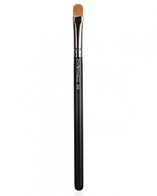 For powder, concealer or emollient-based product application. This brush has firm fibers carefully shaped to form a rounded edge for a smooth, even finish. M.A.C professional brushes are hand-sculpted and assembled using the finest quality materials. They feature birch, linden and ramin wood handles, nickel-plated brass ferrules.