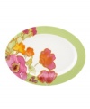 In an inspiring display of alluring watercolors, this Lenox collection of kiwi-banded oval serving platters offers a bright, contemporary addition to your table. Mix and match serving plates across the Floral Fusion dinnerware collection for a stunning presentation. Qualifies for Rebate