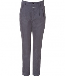 Edgy-cool anthracite chino pants - Look stylish in these of-the-moment slim pleated chinos - Infuse cool into your staples by pairing these pants with a worn-in t-shirt and chunky platforms - Try with a boyfriend sweater, an embellished scarf, and a parka