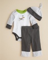 Zebra stripes - and zebra animal print, too! - gives this cute set from Offspring a wild look you'll both love.