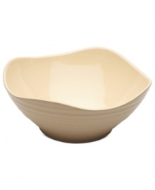 With the look of hand-thrown pottery in hard-wearing stoneware, the Swirl square soup bowl from Mikasa enhances casual meals with fuss-free elegance. A matte finish with glazed accents adds stylish distinction to a serene tan hue.