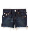 A summer staple from True Religion, the Dolly cut-offs are outfitted with flap coin and back pockets and contrast topstitching for a cool, carefree warm-weather look.