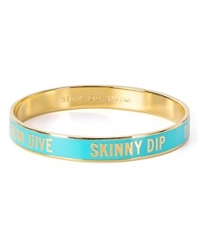 Play pool with this 12-karat gold and enamel bangle from kate spade new york. Emblazoned with cheeky cabana sayings, it's the perfect piece for making a splash.