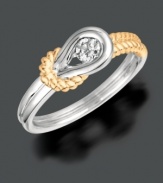 An Everlon masterpiece - a beautiful diamond (1/7 ct. t.w.) sits snug within a sterling silver knot and 14k gold rope setting. The perfect gift that compliments both gold and silver jewelry. Size 7.