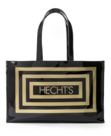 Show your support for grass root service with a sensational Hecht's tote, the stylish solution for carrying it all in comfort and style. Ease and elegance sparkled in the glass and marble flagship store in Washington, D.C. where the first parking garages and elevators were seen in a department store and every customer got their questions answered!