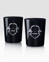 A whimsical hand-cut skull-and-crossbones motif accents these two lowball tumblers, crafted from hand-blown clear crystal cased in black crystal.12 ounces3½L X 4HHand washImported