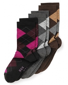 Stylish argyle socks in a variety of colors from Hue.