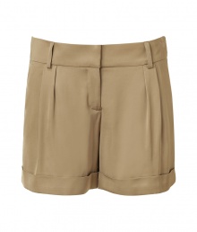 Get your spring-ready style right with these flattering pleated shorts from Tara Jarmon - Wide waistband, belt loops, pleated front, off-seam pockets, single back welt pocket, cuffed hem - Wear with a flirty blouse, wedge sandals, and a statement satchel