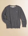 A classic crewneck sweater, crafted in luxe cashmere, with checkered elbow patches.Ribbed crewneckLong sleevesPullover styleRibbed cuffs and hemCashmereDry cleanImported