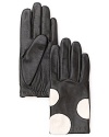 Put your best hand forward in kate spade's short-and-chic leather gloves, offering a polished take on the polka dot trend.