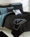 Go bold with Quiksilver's Stacked duvet cover set, featuring a dramatic asphalt-black duvet cover and sham boasting the Quiksilver logo. Also features tonal striping on the reverse.