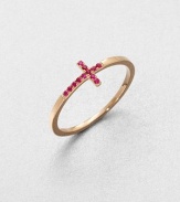 From the Devout Collection. A rich, ruby cross on a 14k rose gold band. Ruby14k rose goldImported 