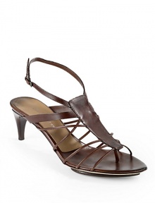 THE LOOKStrappy caged leather upperAdjustable ankle strap with buckle closureStacked kitten heel, 2½ heel (65mm)THE MATERIALLeather upperLeather lining and soleORIGINMade in Italy