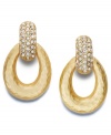 Elegant textured gold with a splash of sparkle. Charter Club's hammered gold-tone clip-on earrings feature a band of sparkling pave-set glass accents. Approximate drop: 1-1/2 inches.