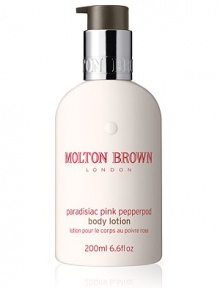 The perfect companion to the black pepper collection, this warm, deeply spiced yet sweet body lotion gel will leave you feeling energized and indulgent. These rich, sensual bath and body products are perfect for every modern woman. 6.6 oz. 