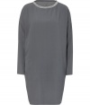 Minimalist and exquisitely chic, Brunello Cucinellis embellished silk dress is an elegant choice whatever the occasion - Rounded sequined neckline, long sleeves, dropped shoulders, circular stitched side pockets - Easy O-shaped silhouette - Pair with flawless flats and a dusting of metallic accessories