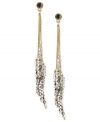 Kenneth Cole New York looks to start a chain reaction with this pair of linear earrings. Crafted from gold-tone mixed metal, the earrings feature silver-colored cherry beads dotting the chains for a stylish statement. Approximate drop: 3-1/5 inches.