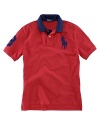 Cotton mesh polo crafted in a classic fit and detailed with an embroidered Big Pony and a twill 3.