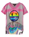 Flowers By Zoe Girls' Airbrush Pink Fringe Top - Sizes 4-6X