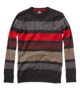 Give your winter wardrobe a pop of personality with this colorful striped sweater by Quiksilver.