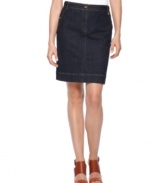 Dark wash denim in a slim silhouette makes for a casual skirt you'll love from Jones New York Signature.