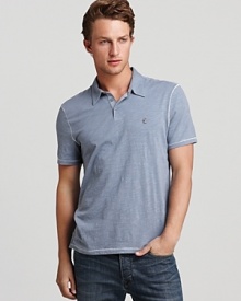 Give peace a chance in this calm, cool and collected polo from John Varvatos Star USA, detailed with contrast stitching for unique allover accents and tailored for a slim, modern fit.