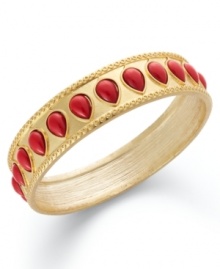 Bright and regal. Lauren by Ralph Lauren's gold tone mixed metal coral bracelet is studded with bright coral-colored resin and epoxy beads. Approximate diameter: 2-5/8 inches.