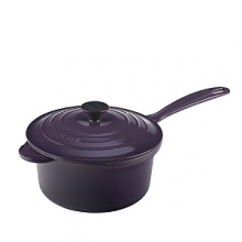 For nearly a century, Le Creuset has handcrafted enameled cast iron cookware of superlative quality, durability and versatility. Available in a wide array of cheery colors, the Iron Handle Saucepan's compact size is ideal for whipping up a sauce or gravy, or for preparing caramel and candy. With its innovative anti-drip pouring rim, the pan provides maximum control on the stovetop or when pouring into serving bowls or plates.