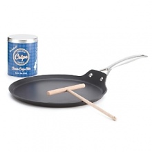 With its triple-coated nonstick surface designed to easily release delicate batter, this French-inspired pan produces light, thin and perfectly browned crepes and pancakes. Set includes a wooden rateau and 15 oz can of Charleston Crepe Company crepe mix.