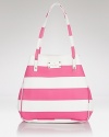 Welcome warmer weather with preppy pink and bold stripes. This kate spade new york tote is perfect for an afternoon errands and Saturday strolls.