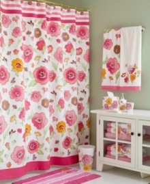 Blossoms in bloom. Bold, impressionistic florals in a fusion of dazzling colors creates a modern flair in this Floral Fusion shower curtain, inspired by the Lenox dinnerware of the same name.