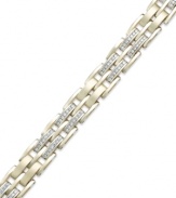 Style and sophistication combine on Yell'Ora's chic men's bracelet. A rectangular-link design showcases rows of round-cut diamonds (2 ct. t.w.). Base metal made from a combination of pure gold, sterling silver and palladium. Approximate length: 8-1/2 inches.