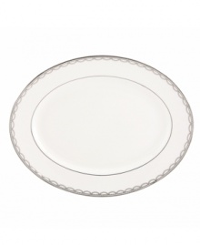 Sturdy bone china draped in a delicate platinum garland makes the Iced Pirouette platter by Lenox a flawless go-to for formal entrees. Qualifies for Rebate