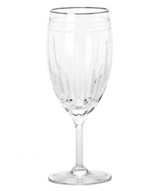 A stemware collection of utter sophistication. Designed in multi-faceted, full lead crystal with delicately tapered stems and polished platinum rims. Qualifies for Rebate