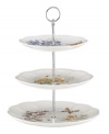 The sweet springtime motif of Butterfly Meadow dinnerware graces this 3-tiered server, an irresistible way to present cupcakes, scones and tiny sandwiches. With scalloped detail in white porcelain. Qualifies for Rebate