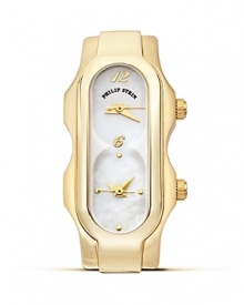 Dual quartz movement signature mini watch head in gold plated stainless steel from Philip Stein.