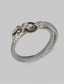 EXCLUSIVELY AT SAKS. From the Naga Lava Collection. Signature dragon head with black sapphire pavé ring. Can be worn as a bracelet or a necklace.Black sapphire Sterling silver Length, about 15 Single width, about ¼ Hinge clasp closure Made in Bali 