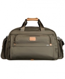 Travel-be a good sport about it. Compact and roomy at once, this sport duffel takes travel to new heights with a wet pocket, vented end pockets and several interior and exterior pockets that make sense of the essentials. Great for everything from trips to the gym to quick weekend getaways. 5-year warranty.