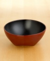 A black interior and deep burgundy exterior embolden this modern vegetable bowl to make mealtime a little more interesting. The combination of a round rim and squared bottom creates its chic, modern shape, perfect for holding vegetables, fruit salad and pasta. Made of durable, chip-resistant stoneware for everyday enjoyment. From Pfaltzgraff's collection of dinnerware and dishes.