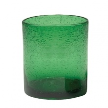 Full of freeform bubbles, this festive and fun double old fashioned glass provides its own refreshment. Colors can easily be mixed and matched, perfect for holiday entertaining.