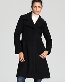 This classic Marc New York coat gets a modern lift with unique seaming detail and an oversized notched collar.