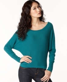 Dolman sleeves add an on-trend draped, slouchy shape to this BCBGMAXAZRIA cropped sweater -- perfect for a fashion-forward fall!