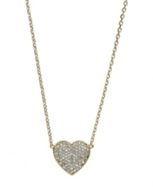 Wear your heart on your sleeve. Michael Kors' romantic pendant features pave-set glass accents set in gold tone mixed metal. Approximate length: 16 inches. Approximate drop length: 1/2 inch. Approximate drop width: 3/4 inch.