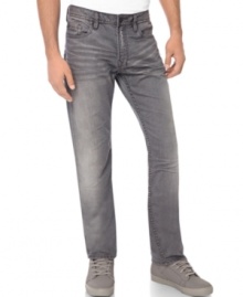 Classic slim leg jeans by Buffalo David Bitton designed in a light faded wash for superstar appeal.