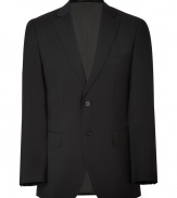 Streamlined and sleek, this wool blazer from Baldessarini brings elegant appeal to any ensemble - Notched lapels, long sleeves, two-button closure, flap pockets, double back vent - Tailored slim fit - Wear with matching pants, jeans, or chinos