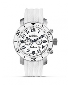 Black numerals stand out on this stylish all-white watch from TW Steel.