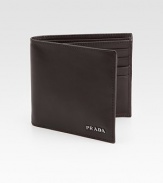 Smooth leather design with logo detailing.One bill compartmentEight card slots3¾W x 4¼HMade in Italy