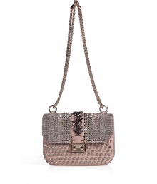 Glamorize every look with Valentinos exquisitely embellished powder pink leather shoulder bag, detailed with a chain-link strap for that impossibly ladylike feel - Push-stud closure, removable chain shoulder strap, inside zippered back wall pocket - Carry as a pretty polish to cocktail dresses